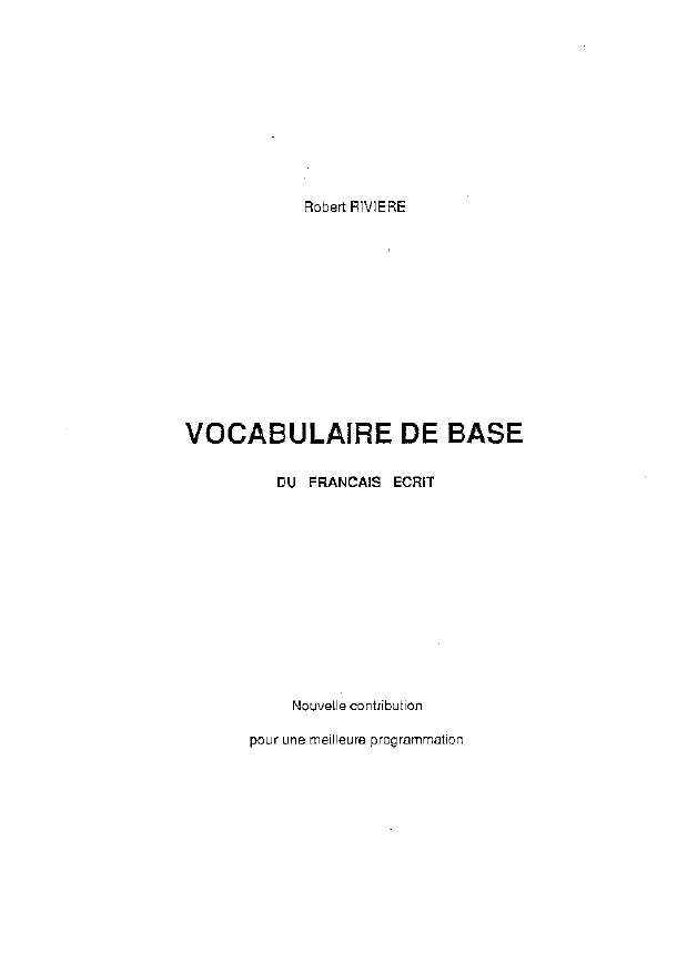 Vocabulaire de base du français écrit